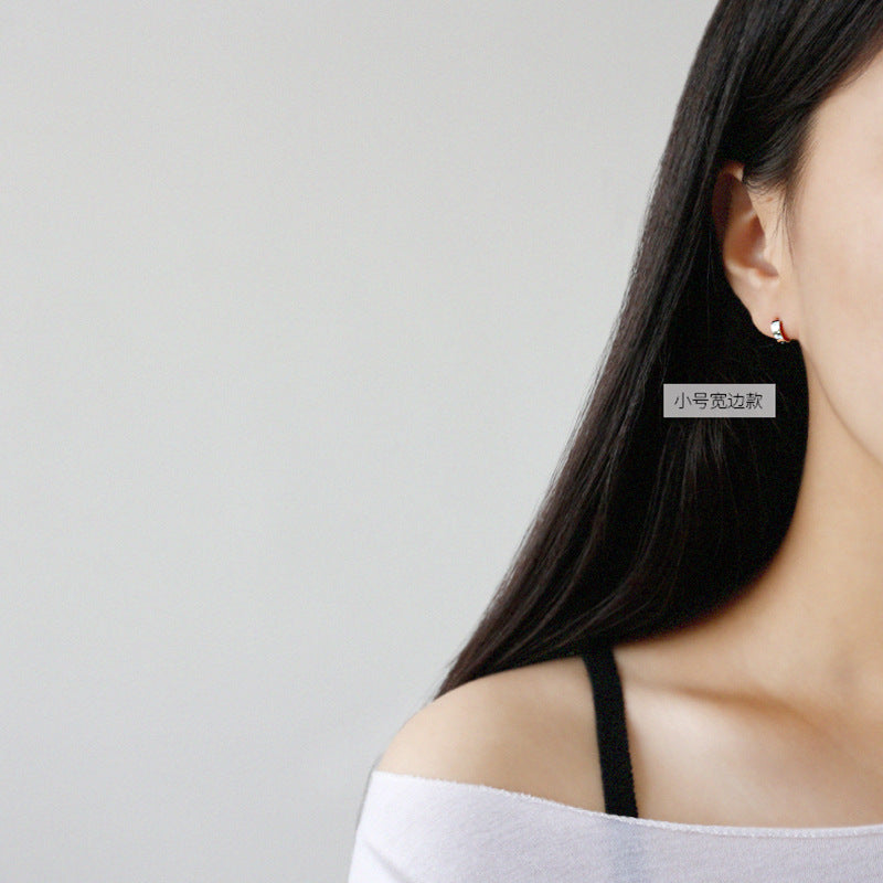 Students Round Mini Geometry Circle 925 Sterling Silver Huggie Hoop Earrings