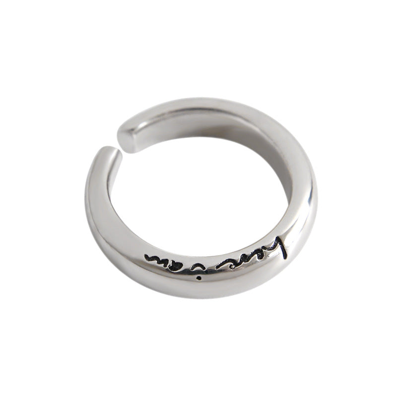 Simple Letters Here i am 925 Sterling Silver Adjustable Ring