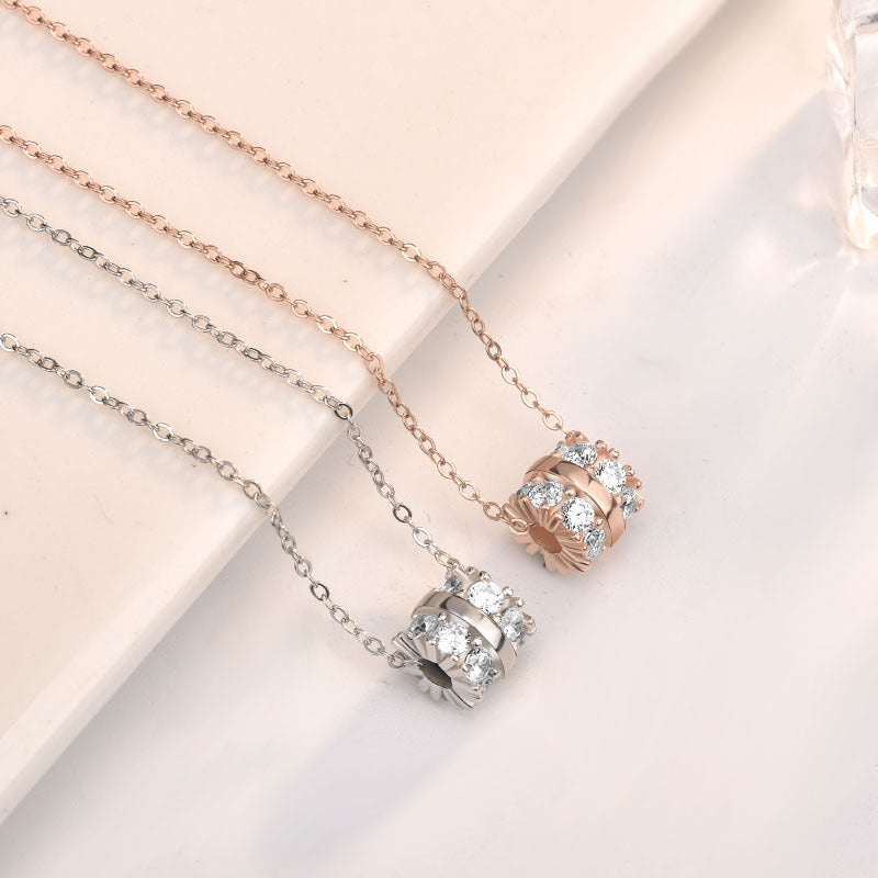 New CZ Lucky Beads 925 Sterling Silver Necklace