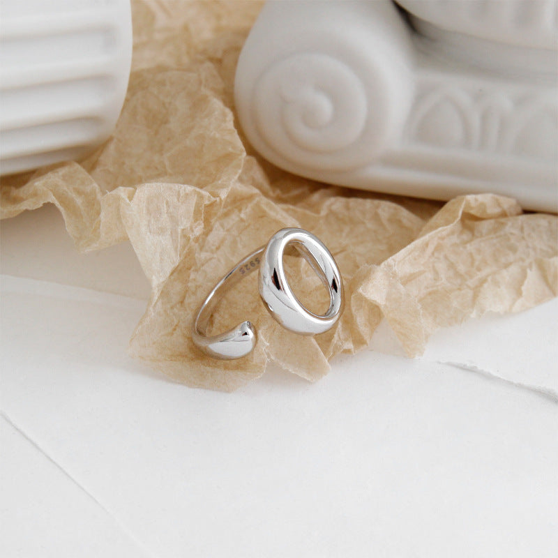 Simple Hollow Geometry Circle 925 Sterling Silver Adjustable Ring