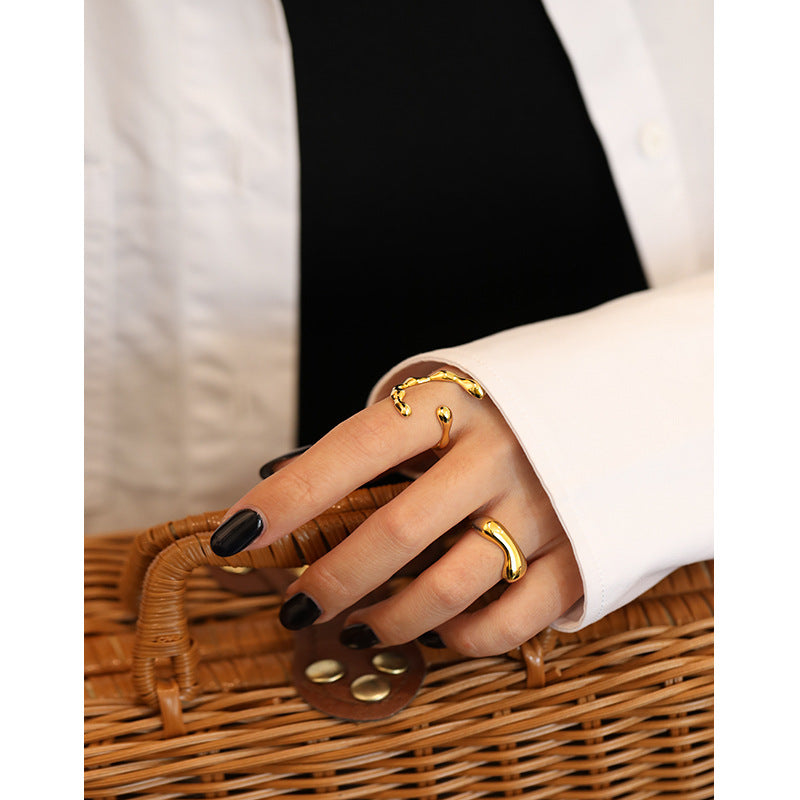 Fashion Irregular Bread 925 Sterling Silver Adjustable Ring