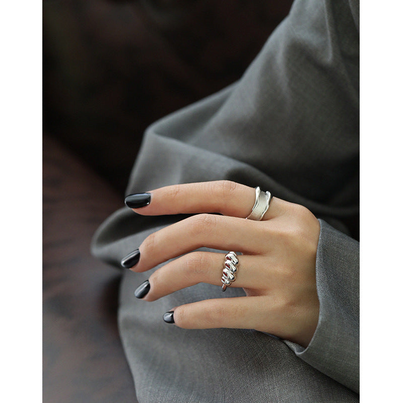 New Thread Twisted 925 Sterling Silver Adjustable Ring