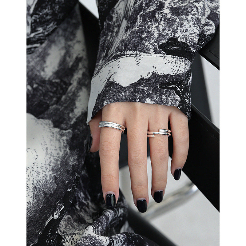 Minimalist Spring Double Layers 925 Sterling Silver Ring