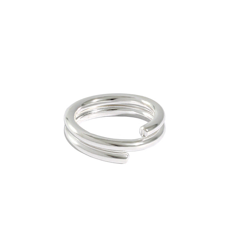 Minimalist Spring Double Layers 925 Sterling Silver Ring