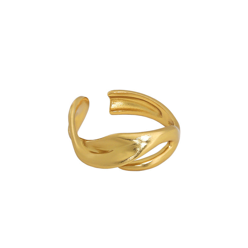 Hot Irregular Hollow River 925 Sterling Silver Adjustable Ring