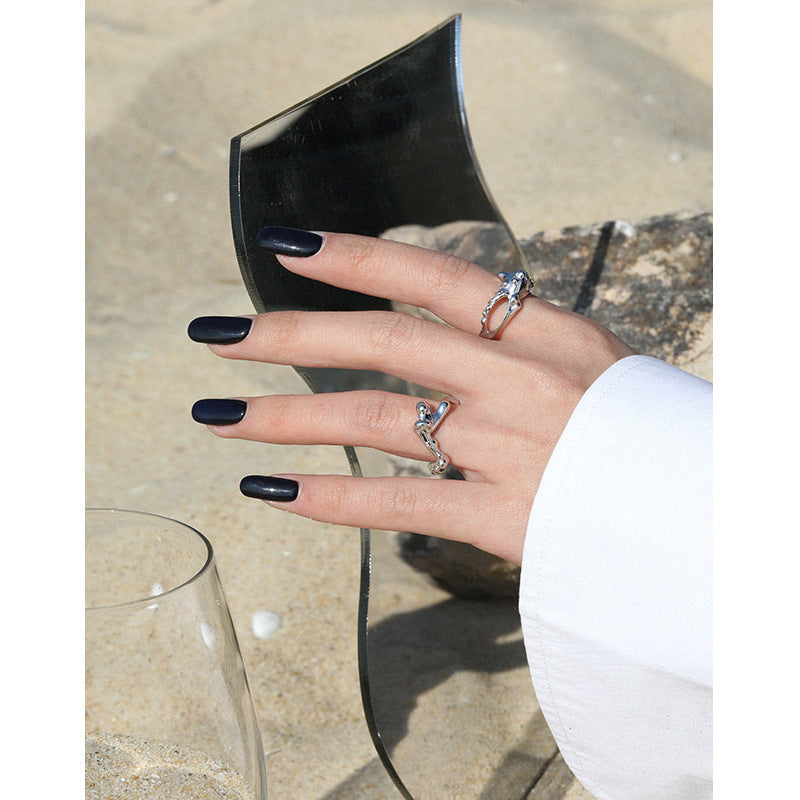 Fashion Abstract Irregular Bubbles 925 Sterling Silver Adjustable Ring