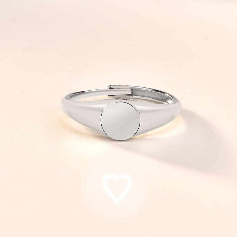 Fashion Heart Projection 925 Sterling Silver Adjustable Ring