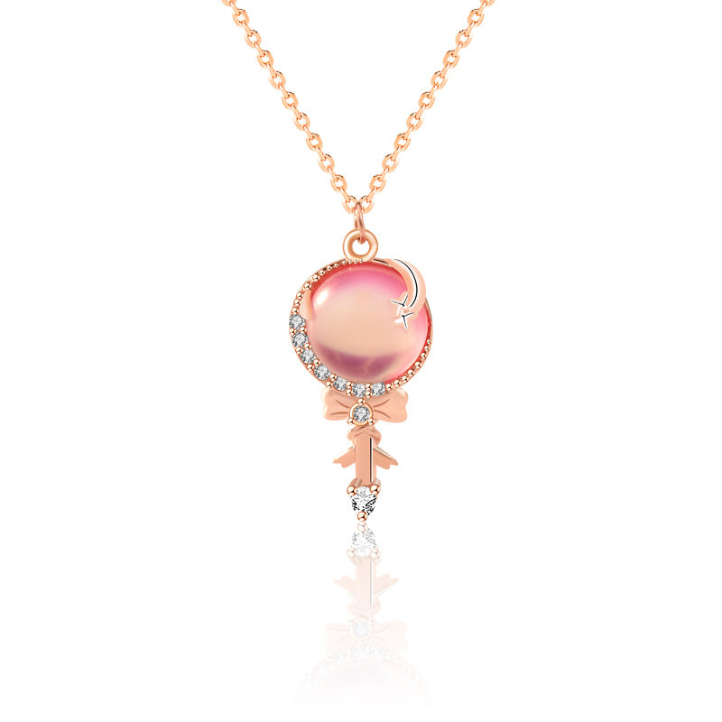 Girl CZ Fairy Stick 925 Sterling Silver Necklace