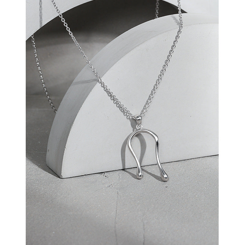 Simple Letter U Shape 925 Sterling Silver Necklace