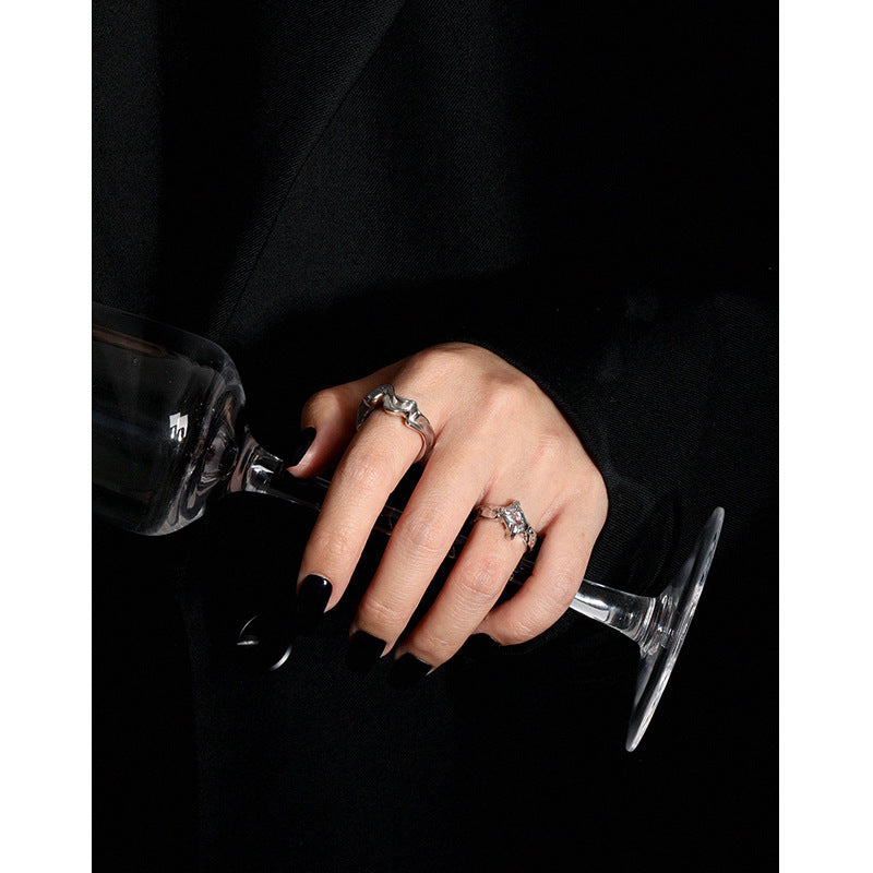 Casual Irregular Wave 925 Sterling Silver Adjustable Ring