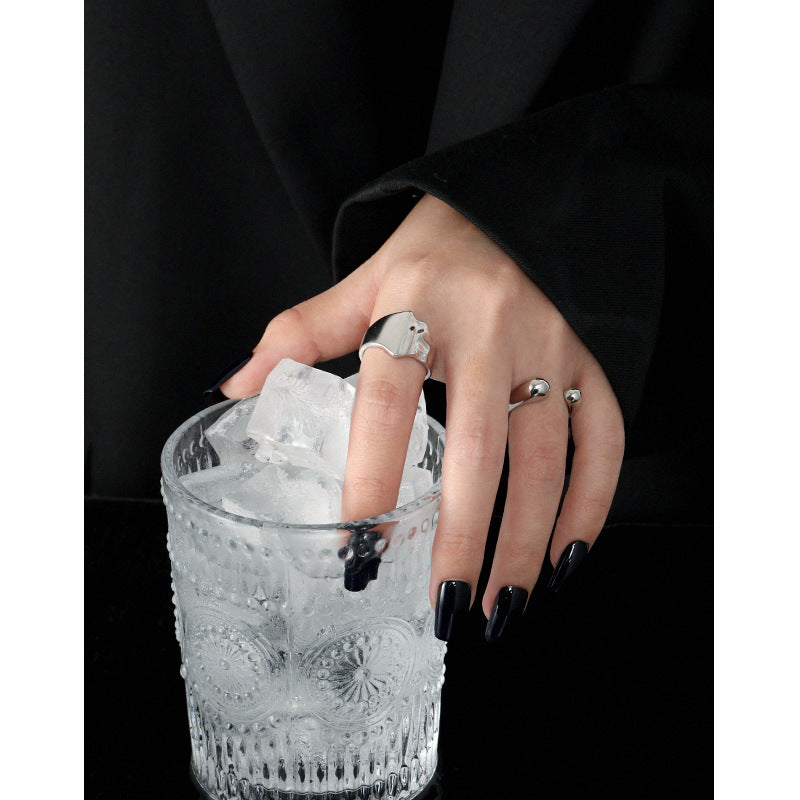 Holiday Irregular Wide New 925 Sterling Silver Adjustable Ring