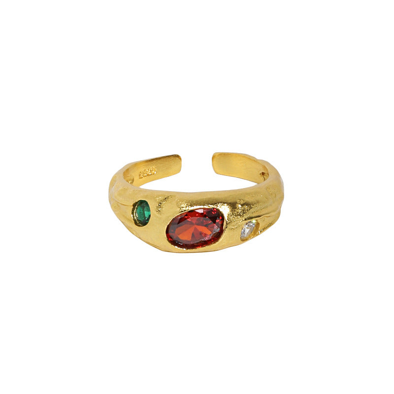 Elegant Oval CZ Wide 925 Sterling Silver Adjustable Ring