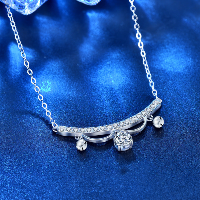 Elegant Moissanite CZ Lace Drop Tassels 925 Sterling Silver Necklace