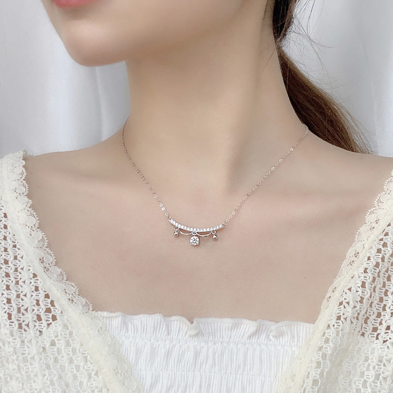 Elegant Moissanite CZ Lace Drop Tassels 925 Sterling Silver Necklace