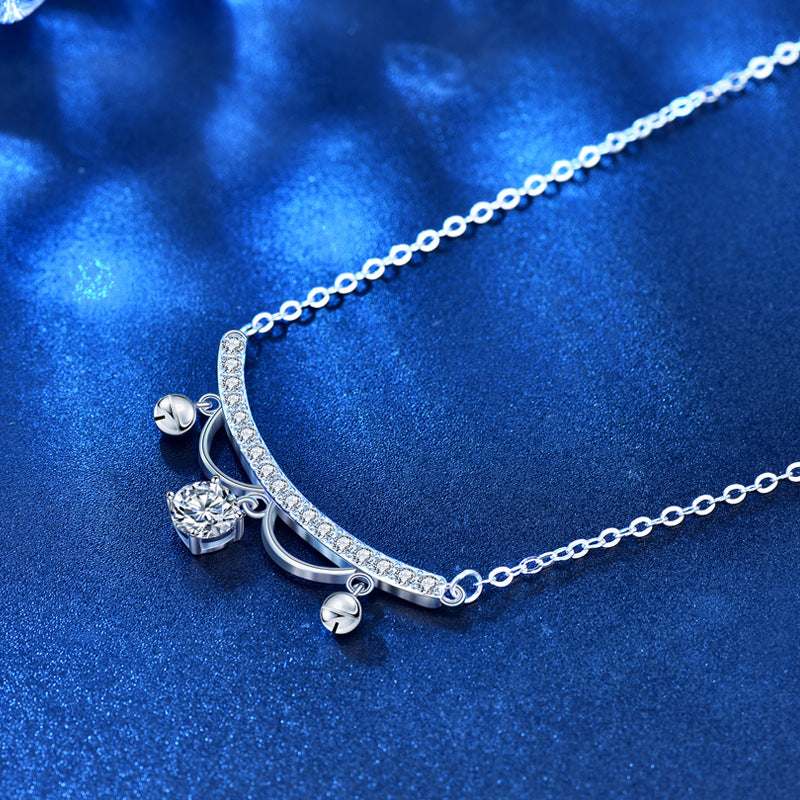 Elegant Moissanite CZ Lace Drop Tassels 925 Sterling Silver Necklace