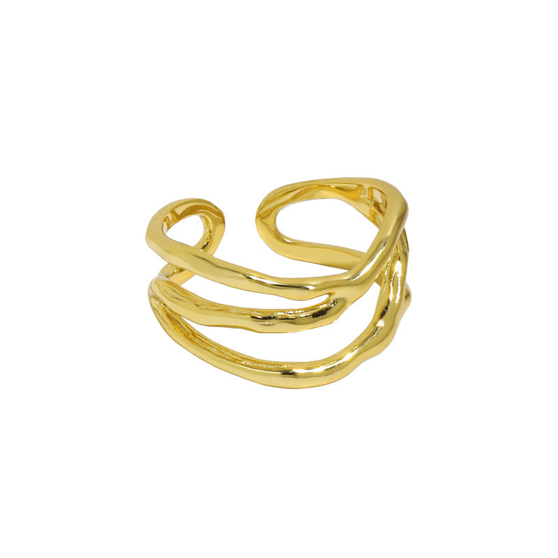 Office Triple Layers Wide 925 Sterling Silver Adjustable Ring
