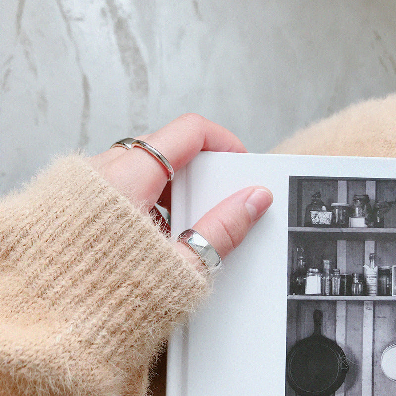 Simple Smooth Wide 925 Sterling Silver Adjustable Ring