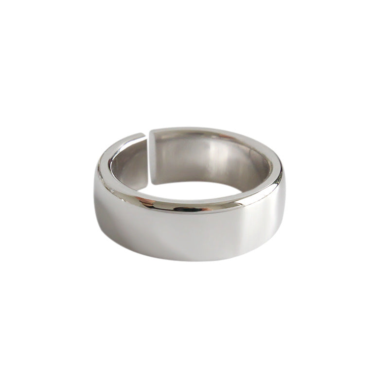 Simple Smooth Wide 925 Sterling Silver Adjustable Ring