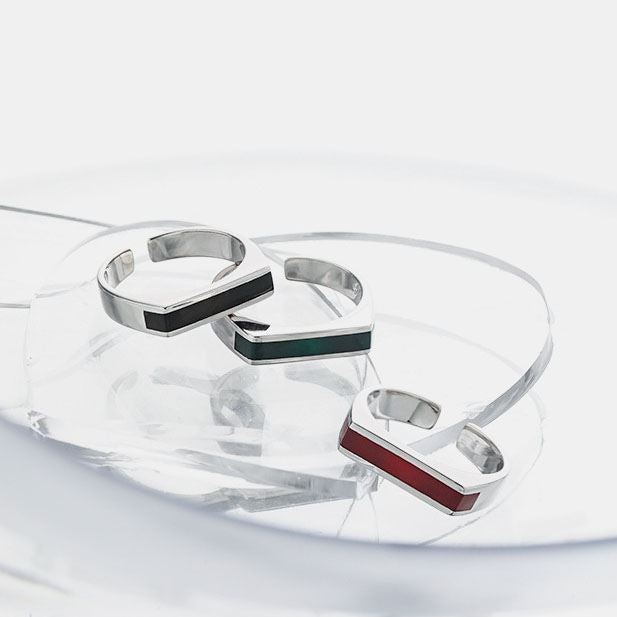 Geometry Rectangle Fashion 925 Sterling Silver Adjustable Ring