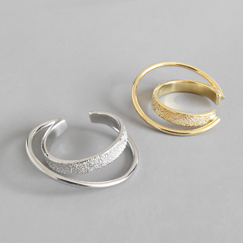 Fashion Double Layer 925 Sterling Silver Adjustable Ring