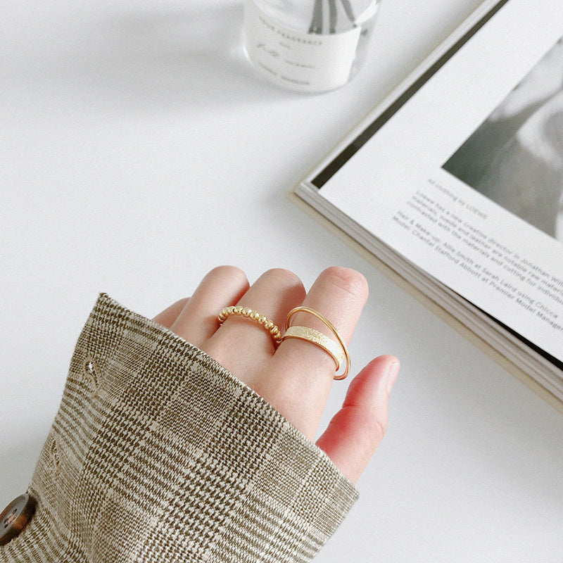 Fashion Double Layer 925 Sterling Silver Adjustable Ring