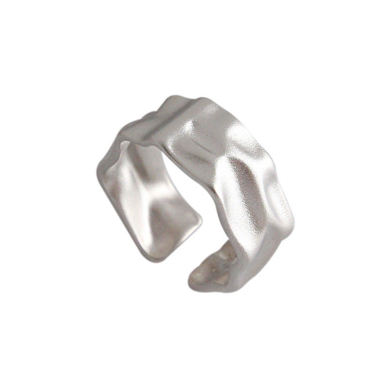 Hot Irregular Surface 925 Sterling Silver Adjustable Ring