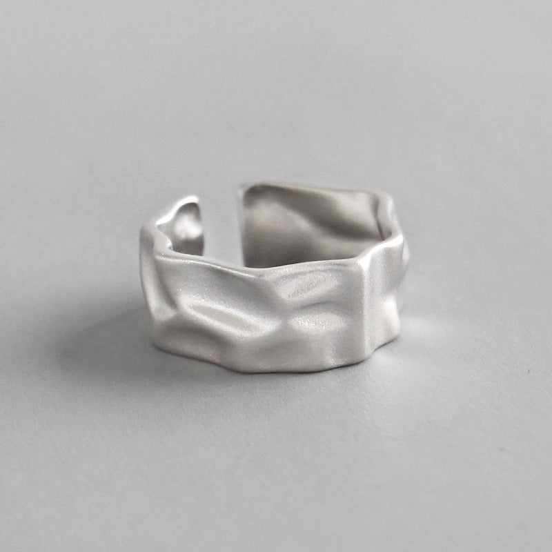 Hot Irregular Surface 925 Sterling Silver Adjustable Ring