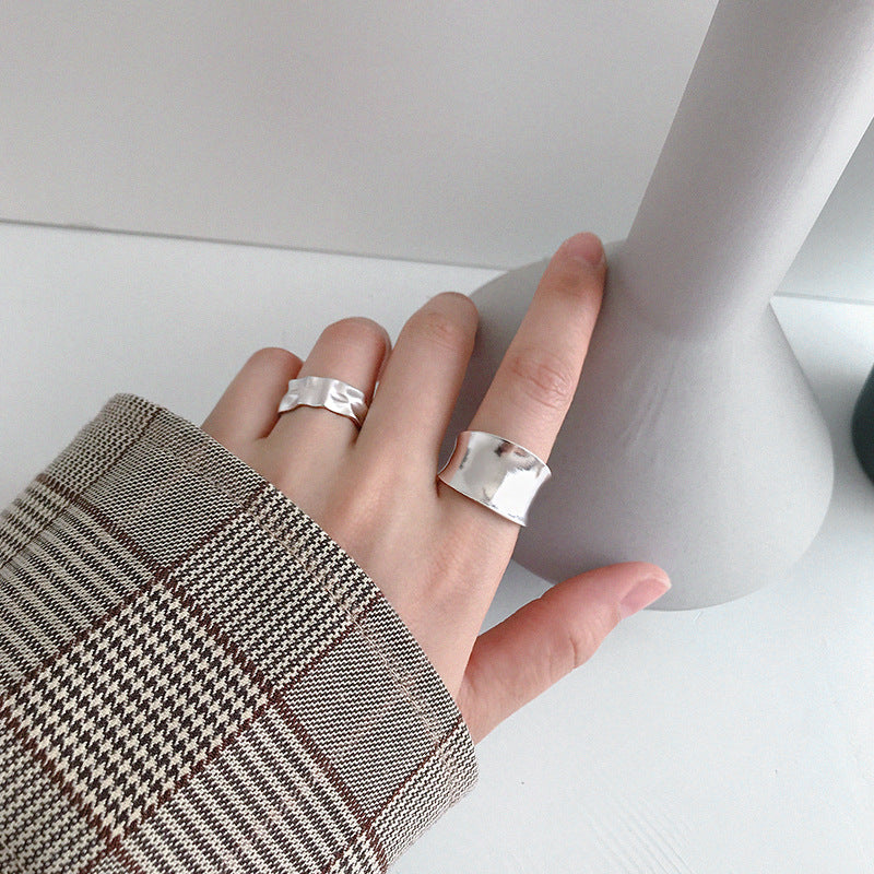 Hot Irregular Surface 925 Sterling Silver Adjustable Ring
