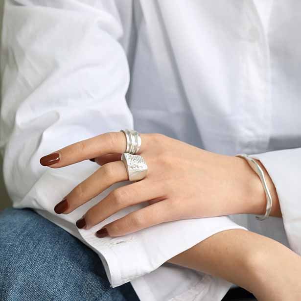 Irregular Geometry 925 Sterling Silver Adjustable Ring