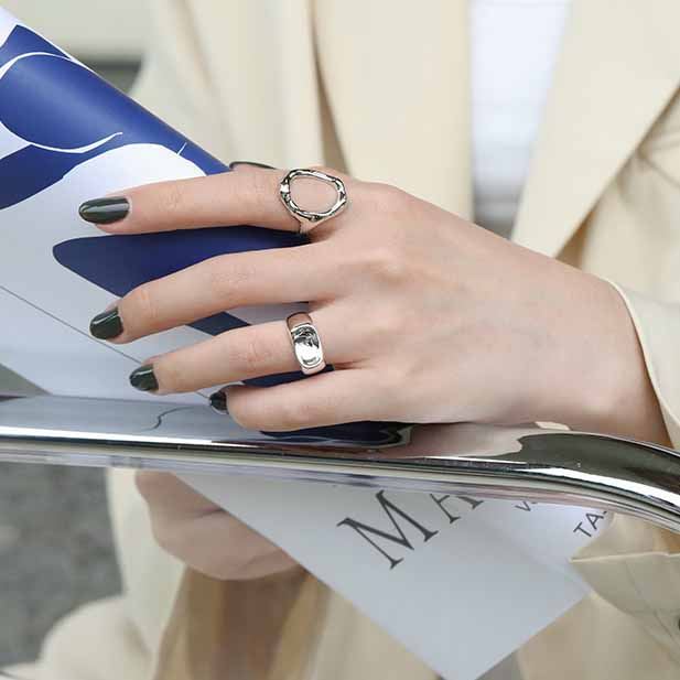 Simple Irregular O Shape 925 Sterling Silver Adjustable Ring