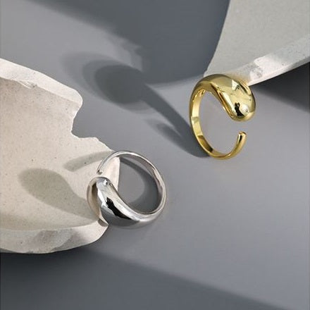 Simple Drop Gloss 925 Sterling Silver Adjustable Ring