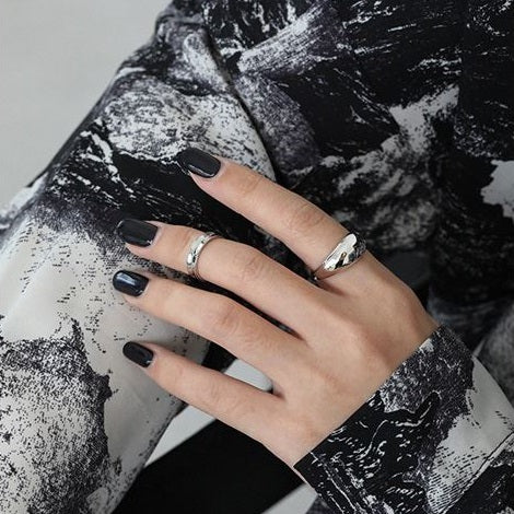 Simple Drop Gloss 925 Sterling Silver Adjustable Ring