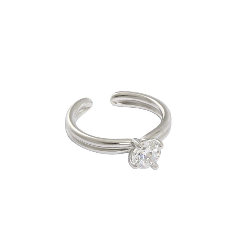 Minimalism Round CZ 925 Sterling Silver Adjustable Ring