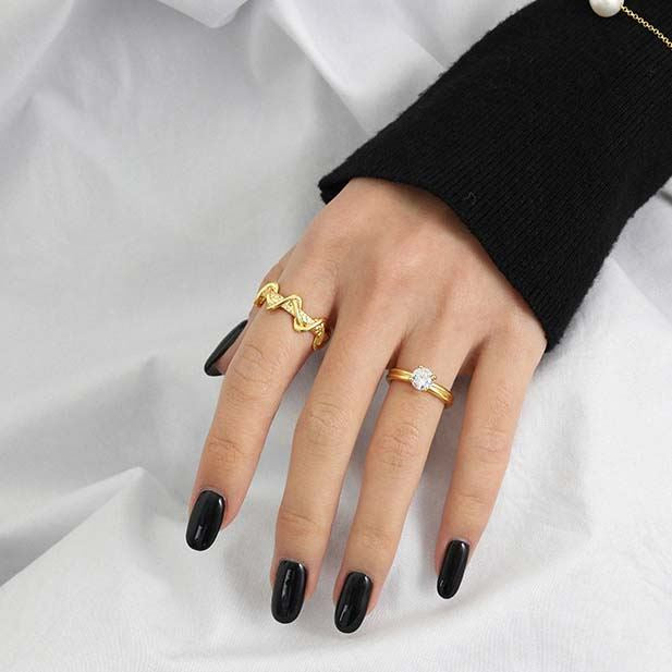 Minimalism Round CZ 925 Sterling Silver Adjustable Ring