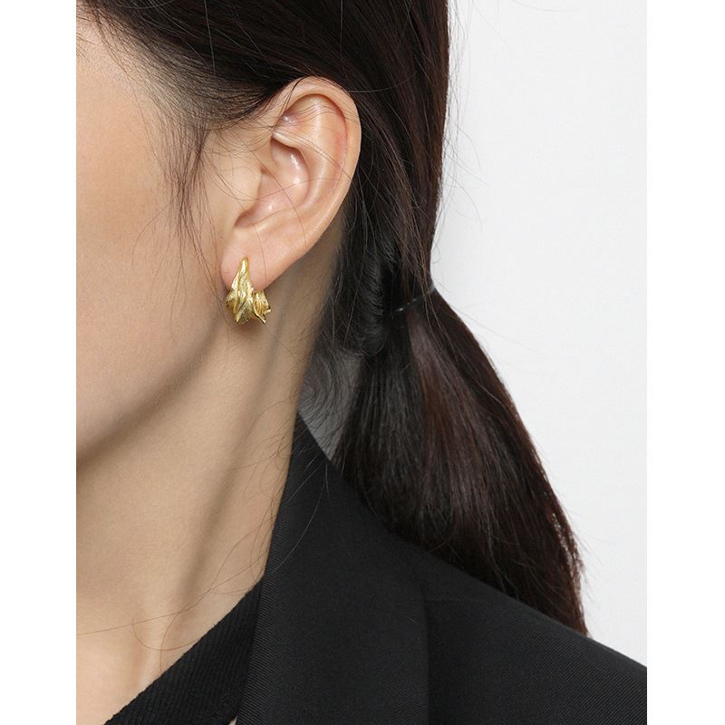Fashion Irregular Twisted 925 Sterling Silver Hoop Earrings