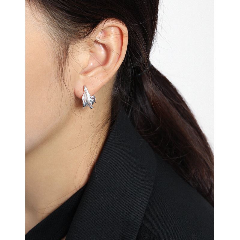 Fashion Irregular Twisted 925 Sterling Silver Hoop Earrings