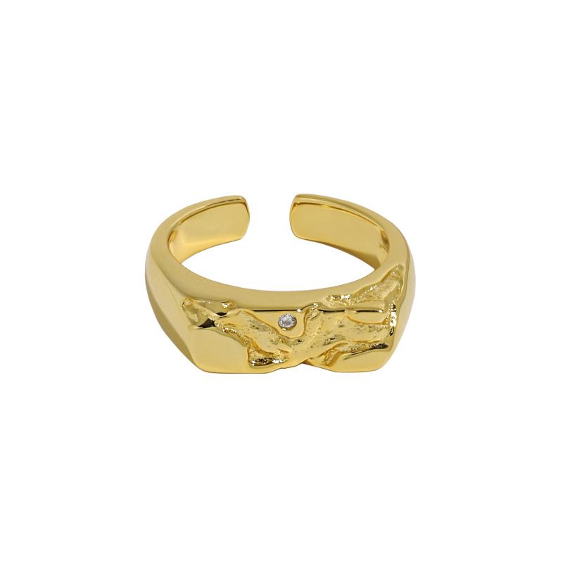 Irregular CZ River 925 Sterling Silver Adjustable Ring
