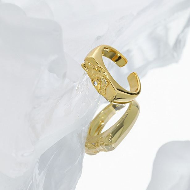 Irregular CZ River 925 Sterling Silver Adjustable Ring