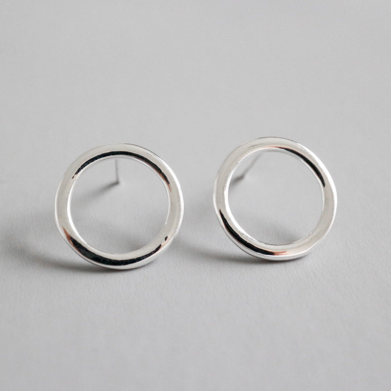 Simple Hollow Circle Geometry 925 Sterling Silver Stud Earrings