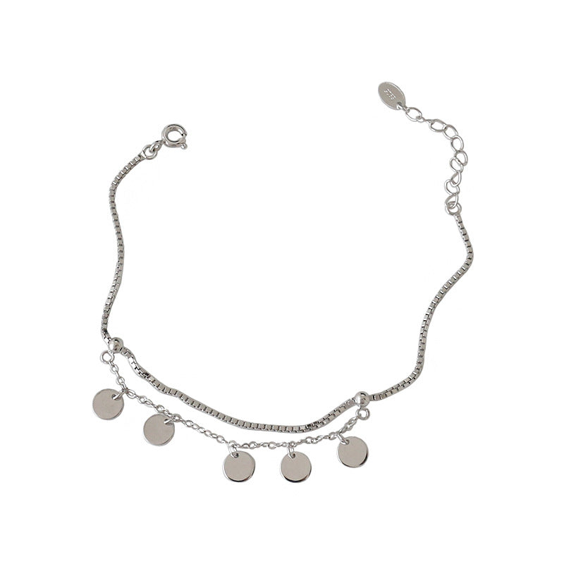 Party Double Layer Disc 925 Sterling Silver Bracelet
