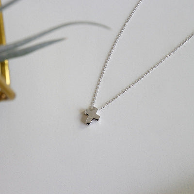 Students Mini Cross Cute 925 Sterling Silver Necklace