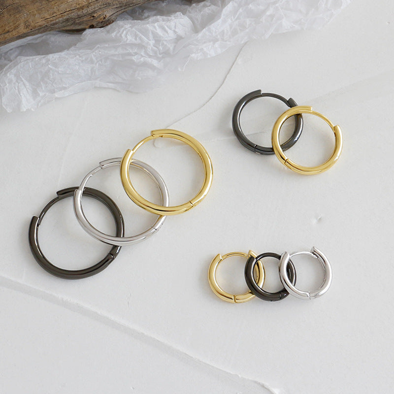 Simple Minimalist Tiny Circle 925 Sterling Silver Huggie Hoop Earrings