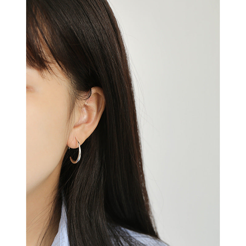 Modern O Shape Simple 925 Sterling Silver Hoop Earrings