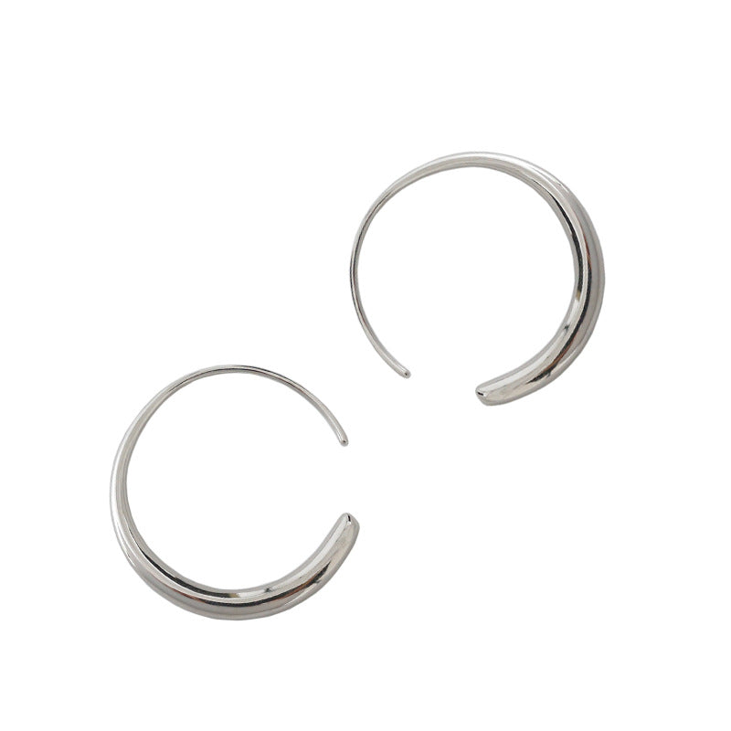 Modern O Shape Simple 925 Sterling Silver Hoop Earrings