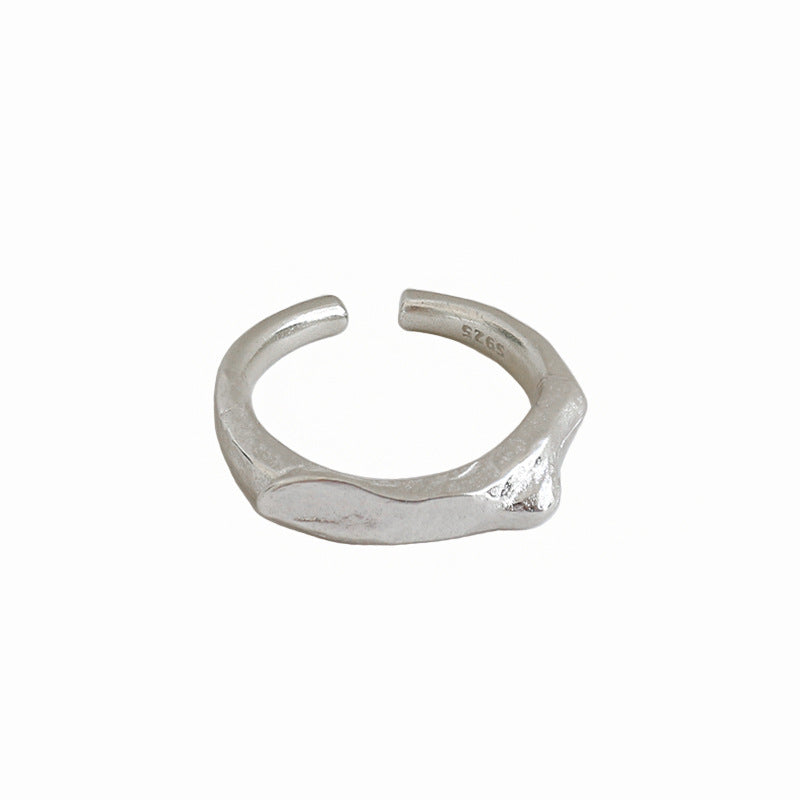 Modern Irregular Geometry Concave Convex 925 Sterling Silver Adjustable Ring