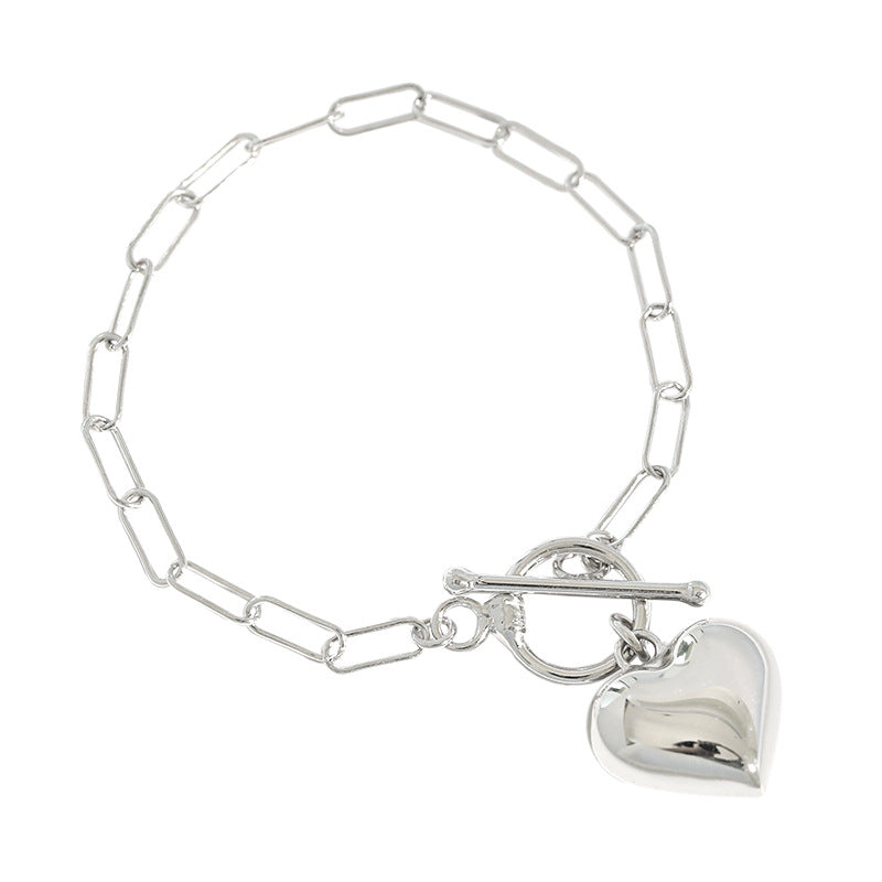 Girl Hollow Chain Heart 925 Sterling Silver Bracelet