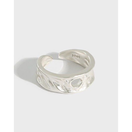 Modern Hollow Holes Irregular 925 Sterling Silver Adjustable Ring