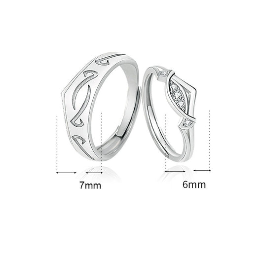 Fashion CZ Candy Pattern 925 Sterling Silver Adjustable Promise Ring