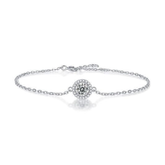 Graduation Simple Round Moissanite CZ 925 Sterling Silver Bracelet