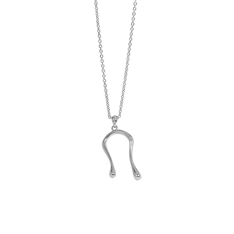 Simple Letter U Shape 925 Sterling Silver Necklace